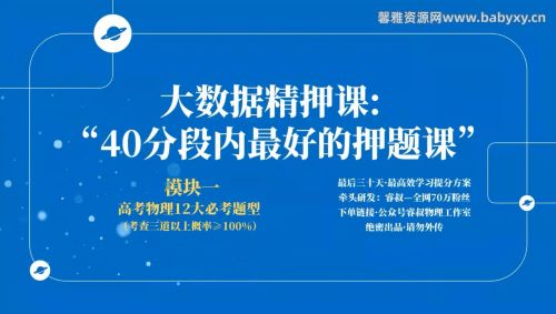 B站网课2025学年睿叔物理：绝密大数据精押